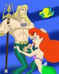 aquaman bad_guy bad_guy_(artist) crossover dc dcau disney fish flounder penis_grab princess_ariel seashell_bra the_little_mermaid trident