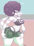 1girl 1girl 2016 afro anthro armpits breasts clothing donkey_kong_(series) erect_nipples kalypso kremling nintendo nipple_bulge nipples panties scalie smile snao tight_clothing underwear video_games