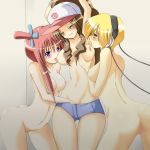 3girls blonde_hair breasts elesa hair licking multiple_girls nude pink_hair pokemon skyla sucking white_(pokemon)