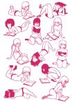 book panties reading socks toon topless topless_female white_background