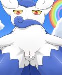 cursor furry meowstic pokemon pokemon_(game) pokemon_xy pussy rainbow rainbow_pattern red_eyes yellow_sclera