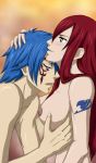 blue_eyes breasts censored erza_scarlet fairy_tail jellal_fernandes nude red_hair