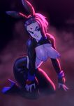  1girl 1girl 1girl breasts dc_comics nipples playzholder purple_eyes purple_hair raven_(dc) reverse_bunnysuit short_hair teen_titans 