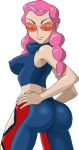  1girl armpits ass bare_shoulders braid breasts covered_nipples ears elite_four erect_nipples glasses hips large_breasts lowres malva nintendo pachira_(pokemon) pink_hair pokemon pokemon_(game) pokemon_xy pose sideboob sidelocks smile solo sunglasses twin_braids warner wide_hips 