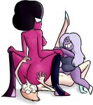  3_girls amethyst_(steven_universe) ass ass_eating big_ass cartoon_network clothed crystal_gem crystal_gems dat_ass eyes_rolling_back eyes_wide_open facesitting garnet_(steven_universe) gasping_for_air grin holding_leg jonathan1234 naughty_face no_panties no_pants nude only_boots pearl_(steven_universe) rimming scissoring sex smiling_at_another steven_universe threesome wide_open_eyes yuri 