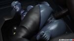 1girl 2boys 3d anal anal_penetration axenanim bbc big_black_cock big_breasts blue_eyes blue_hair bouncing_ass bouncing_breasts bubble_butt deepthroat fellatio interracial liara_t'soni loop male/female mass_effect mmf_threesome moaning oral sound spitroast thick_thighs threesome video