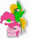 cycy_(cycy_hooves) cycy_hooves green_fur male/female my_little_pony orange_hair pink_fur pink_hair pinkie_pie purple_eyes sweat