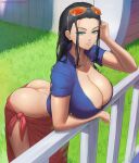 1girl absurd_res ass ass_cleavage big_ass big_breasts black_hair blue_eyes bubble_ass bubble_butt butt_crack cleavage female female_only fully_clothed high_resolution hourglass_figure huge_ass huge_breasts large_ass light-skinned_female light_skin long_hair nico_robin no_panties one_piece post-timeskip post_timeskip robin_nico semi-rimless_glasses sexy sexy_ass sexy_body sexy_breasts shounen_jump solo_female straw_hat_pirates sunglasses sunglasses_on_head superbusty thick_thighs thighs voluptuous