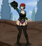 embarrassed embarrassed_underwear_female embarrassing euf goth goth_girl gwen_(tdi) multicolored_hair panties purple_panties short_hair smile total_drama total_drama_island underwear wardrobe_malfunction