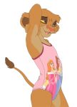 anthro anthrofied beauty_and_the_beast crossover cub cute disney feline female flat_chest furry human leotard lion preteen princess_aurora princess_belle sleeping_beauty small_breasts solo teen the_lion_king tlk92024 vitani white_background young