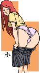 1girl anime_milf female_focus kushina_uzumaki looking_back naruto omar-sin omarsin panties red_hair solo_female undressing