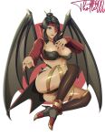  1girl 2d alluring bat_wings black_hair breasts eyepatch female_only knife lipstick midway_games mortal_kombat mortal_kombat_armageddon mortal_kombat_deadly_alliance nitara red_lipstick sitting solo_female solo_focus thighs thotlerrr treartz vampire vampire_girl wings 