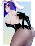 1girl 1girl 1girl ass big_ass breasts bunny_ears bunny_girl bunnygirl bunnysuit dat_ass dc_comics female_only latex rachel_roth raven_(dc) ravenemore shiny_clothes teen_titans tight_clothing