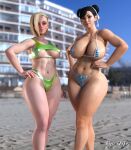 2_girls 3d asian asian_female beach big_breasts bikini black_hair blonde_hair blue_eyes blurry_background breasts british brown_eyes cammy_white capcom chun-li cleavage clothed clothing curvaceous curvy depth_of_field detailed_background double_bun duo english erect_nipples erect_nipples_under_clothes female_only green_clothing hair_bun hair_buns hair_over_one_eye hand_on_hip huge_breasts light-skinned_female light_skin mommy outside pale-skinned_female pale_skin portrait pose ryu4life sexy sexy_breasts short_hair standing street_fighter street_fighter_6 street_fighter_vi striped striped_bikini striped_swimsuit swimsuit swimwear thicc thick thick_thighs thighs three-quarter_portrait tied_hair wide_hips