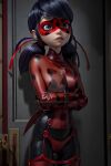 1girl alluring bearhow black_hair blue_eyes bodysuit deviantart heroine ladybug_(character) marinette_dupain-cheng miraculous_ladybug watermark