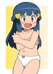 braless covering_breasts dawn_(pokemon) embarrassed no_bra panties pokemon underwear white_panties