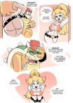 1girl ass blonde_hair blue_eyes bowser comic interspecies princess_peach super_mario_bros.