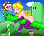 blonde_hair blue_eyes breasts broom crown earrings female female_human gloves human luigi nintendo no_bra no_panties nude piranha_plant plant princess_peach stockings super_mario_bros. yoshi