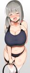 1girl 2021 absurd_res arm_up belly_button black_shorts black_tank_top bloomers blush blushing_profusely breasts cleavage closed_eyes female_focus female_only flustered game_controller grey_hair hand_on_chest high_res hips_grab holding_object huge_breasts jakko joycon_controller long_hair massive_breasts mature_female milf milf open_mouth out_of_breath pale-skinned_female pale_skin ring_fit_adventure shiny_skin short_shorts shorts side_ponytail simple_background skindentation slightly_chubby stockings sweat sweaty_body tank_top thick_thighs thigh_gap thigh_strap thighs tight_clothing tight_fit tired uzaki-chan_wa_asobitai! uzaki_tsuki visible_breath white_background white_thighhighs wide_hips workout workout_clothes