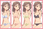 1girl 4_girls 4girls agata_(agatha) agatha210 bikini blue_(pokemon) bow bow_panties bra brown_hair food frilled_bra frilled_panties frills front-tie_top hair_ornament hairclip ice_cream long_hair looking_at_viewer midriff multiple_views navel nintendo panties pokemon pokemon_(game) pokemon_frlg polka_dot polka_dot_bra polka_dot_panties striped striped_bra striped_panties tongue tongue_out translated underwear underwear_only variations