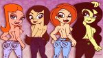  ass big_ass black_hair blue_eyes brown_hair bubble_butt candace_flynn crossover dark_brown_hair green_eyes jeans kim_possible kimberly_ann_possible long_hair nipples phineas_and_ferb rayryan_(artist) red_hair redhead shego sideboob smiling topless vanessa_doofenshmirtz 