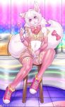 androgynous arm_warmers bell bow bracelet candy cat crossdressing erection exposed feline flat_chest furry gay girly jewelry leg_warmer male newhalf penis pink_eyes presenting teasing tokifuji tongue trap