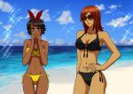 2_girls 72zzhousen alluring beach bikini josie_rizal katarina_alves namco ocean tekken