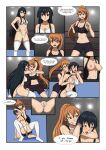 2_girls akame_(akame_ga_kill!) akame_ga_kill! alluring big_breasts black_hair bra comics cuki gym_pants long_hair panties pussy ring seryu_ubiquitous sports_bra stockings undressing wrestling