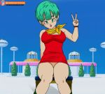 1girl animated blue_hair bulma bulma* bulma_brief bulma_briefs dragon_ball dragon_ball_z female_only foxybulma looking_at_viewer loop no_panties pussy solo solo_female spread_legs v webm