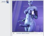 3d asari blue_skin breasts cellphone collar dickgirl english_text erection fugtrup full-package_futanari futanari heart intersex liara_t'soni looking_at_viewer mass_effect nipple_piercing nipples not_furry penis phone piercing repost selfpic testicles text