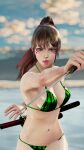  alluring bikini black_and_red_and_purple_hair blue_eyes facial_markings hot infinite_azure insanely_hot kunimitsu_ii kunoichi namco posing salar_de_uyuni sexy sweat tekken tekken_7 voluptuous water watermelon_bikini 