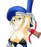  arc_system_works arm_up armpit_sex armpits beret blazblue blonde_hair blush cum green_eyes hat nipples noel_vermillion 