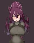 animal_ears big_breasts blush breasts cat_ears catgirl female hair large_breasts nightmare-doom nightmaredoom_(artist) purple_hair sweater turtleneck yellow_eyes