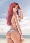 ass beach big_breasts bikini bubble_butt dc_comics flowerxl green_eyes long_hair red_hair starfire swimsuit teen_titans voluptuous white_bikini white_swimsuit