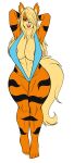 arcanine big_ass big_breasts canine cute luchodraws orange_skin seductive sling_bikini tail wiitenuant yellow_hair