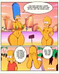  bart_simpson beach beer bikini blue_hair blush breasts cameltoe duff_beer embarrassed green_bikini homer_simpson lisa_simpson mad marge_simpson micro_bikini orange_bikini sad smile the_simpsons thighs yellow_skin 