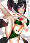 1girl alluring big_breasts bikini black_and_red_and_purple_hair blue_eyes heart holding_heart insanely_hot kitsune_marks kunimitsu_ii kunoichi millap namco ninja tekken watermelon_bikini