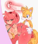 1boy 1girl absurd_res accessory against_surface against_wall amy_rose anthro anthro_on_anthro anthro_penetrated anthro_penetrating anthro_penetrating_anthro ass big_ass bite biting_lip blue_eyes blush bodily_fluids breasts canid canine clothing cum cum_in_pussy cum_in_uterus cum_inside cutaway duo erection eulipotyphlan female female_penetrated fox genital_fluids genitals gloves green_eyes hair_accessory hairband hand_on_butt handwear hedgehog high_res ichig8miruku internal looking_pleasured male male/female male_penetrating male_penetrating_female mammal miles_"tails"_prower narrowed_eyes open_mouth orgasm penetration penile penile_penetration penis penis_in_pussy sega sex simple_background sonic_the_hedgehog_(series) sweat uterus vaginal vaginal_penetration wince x-ray