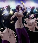  ass ass_grab breast_grab breasts collar dc dc_comics female female_pubic_hair fishnet_bodysuit forehead_jewel glowstick groping half_demon high_resolution horny-oni pubic_hair public public_nudity purple_eyes purple_hair rave raven_(dc) short_hair stockings superheroine teen_titans 