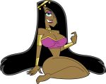 1girl big_breasts black_hair blue_eyes bottomless breasts coonfoot danny_phantom dark_skin desiree female_only solo_female