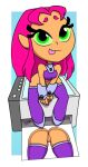 1girl alternate_version_available ass cartoon_network dc female green_eyes koriand'r orange_skin pink_hair pussy solo starfire syscod teen_titans teen_titans_go