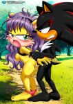 ass bbmbbf black_fur blush looking_at_another looking_back mina_mongoose mobius_unleashed palcomix panties penis purple_hair pussy sega shadow_the_hedgehog sideboob sonic_the_hedgehog_(series) yellow_fur