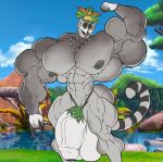  extreme_muscles flaccid flexing hyper hyper_muscles hyper_testicles king_julien loincloth massive_penis 