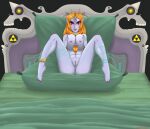 1girl 1girl 1girl alluring athletic_female bare_legs bed bedroom big_breasts blue_skin completely_nude female_abs fit_female grey_skin midna midna_(true) nawa88 nude orange_hair pillow purple_toenails red_eyes seductive sheets the_legend_of_zelda twili twili_midna twilight_princess