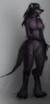 black black_hair breasts canine chest_tuft claws darkness female hair long_hair looking_at_viewer monster nikova purple purple_eyes rape_face solo sparrow standing teeth