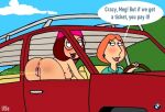  blushing breasts dialogue erection family_guy lois_griffin meg_griffin nude_female piss pissing puffy_pussy red_anus uso_(artist) 