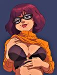 bra breasts flashing glasses inker_comics scooby-doo sweater_lift velma_dinkley