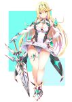 1girl absurd_res alluring big_breasts blonde_hair daive elbow_gloves gloves high_res mythra nintendo panties pantyshot skindentation sword underwear weapon xenoblade_(series) xenoblade_chronicles_2 yellow_eyes