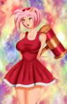  amy_rose animal_ears big_breasts breasts green_eyes hammer human humanized jassycoco mallet piko_piko_hammer pink_hair sega solo sonic_*(series) sonic_the_hedgehog_(series) weapon 