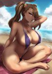 1girl 1girl big_breasts brown_eyes brown_hair female_only gundam gundam_build_fighters_try long_hair nipples packge sazaki_kaoruko solo_female solo_focus twin_tails